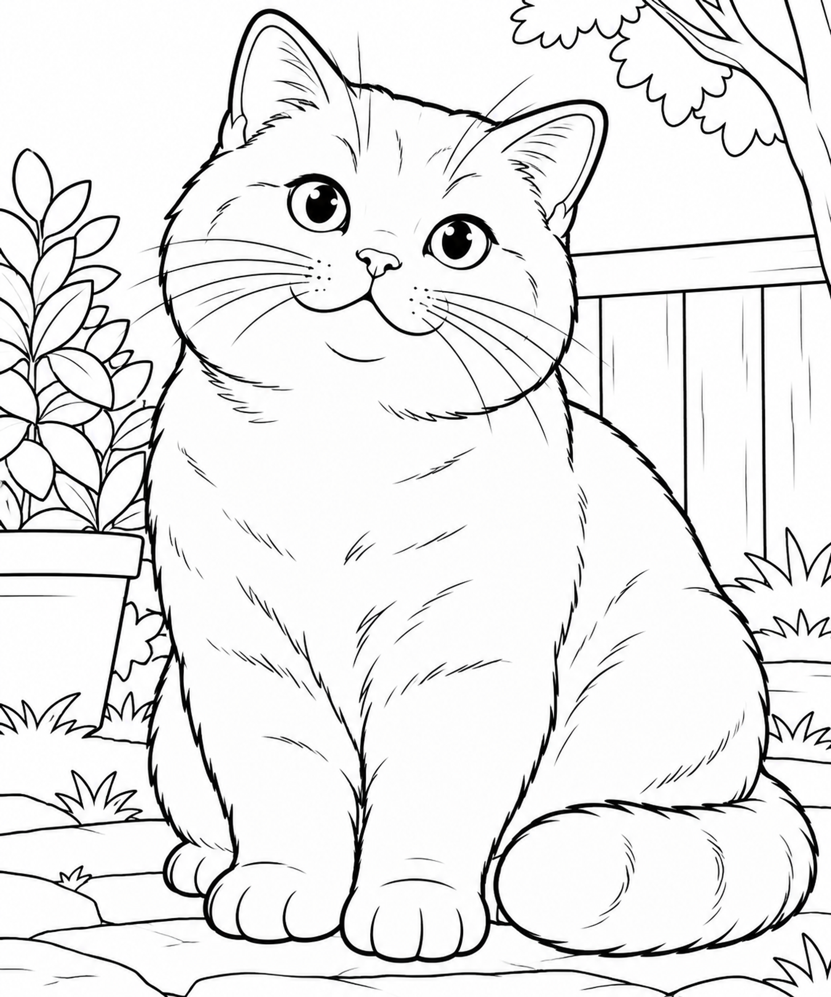Britisch-Kurzhaar-Katze im Garten