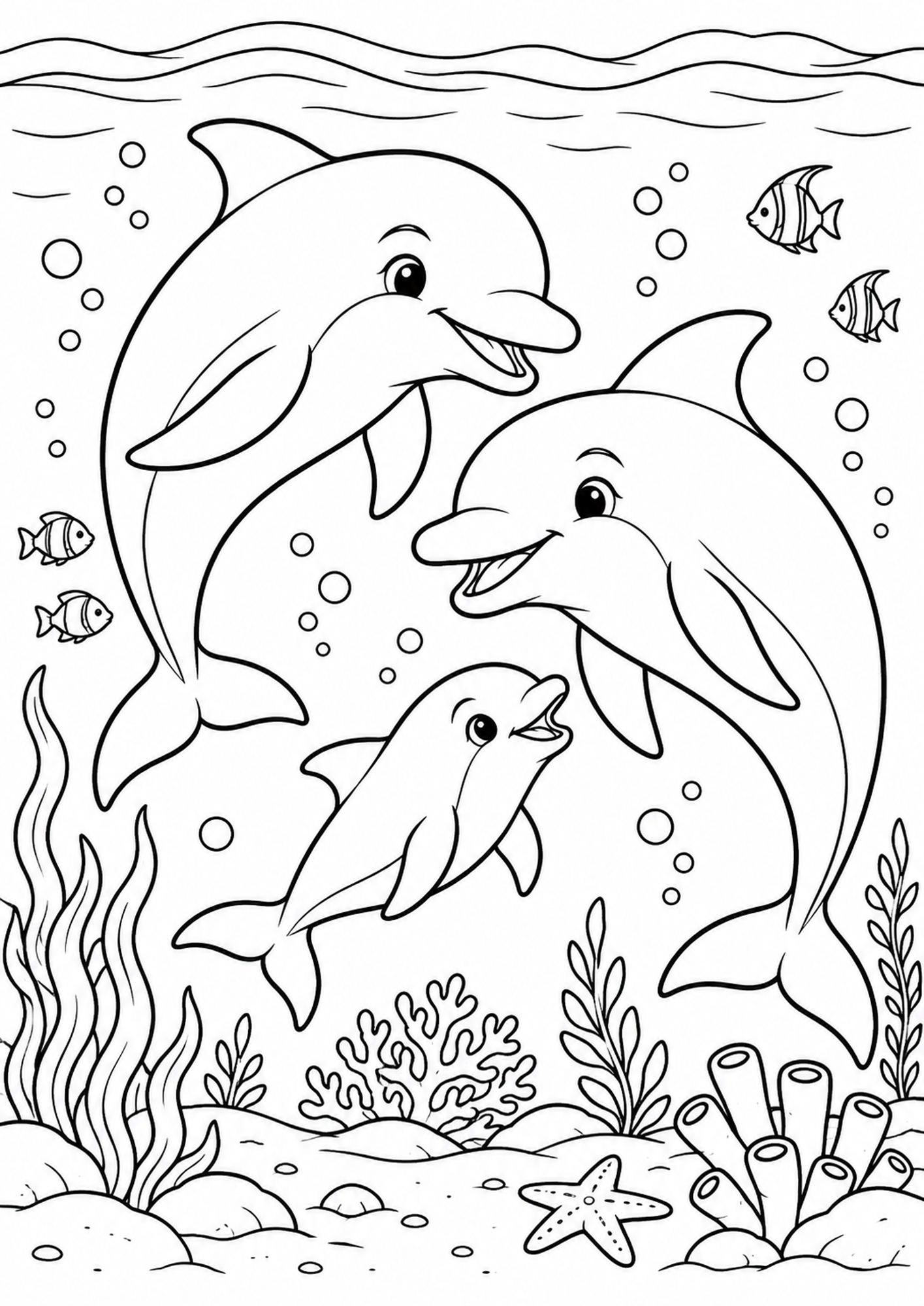 Fröhliche Delfinfamilie
