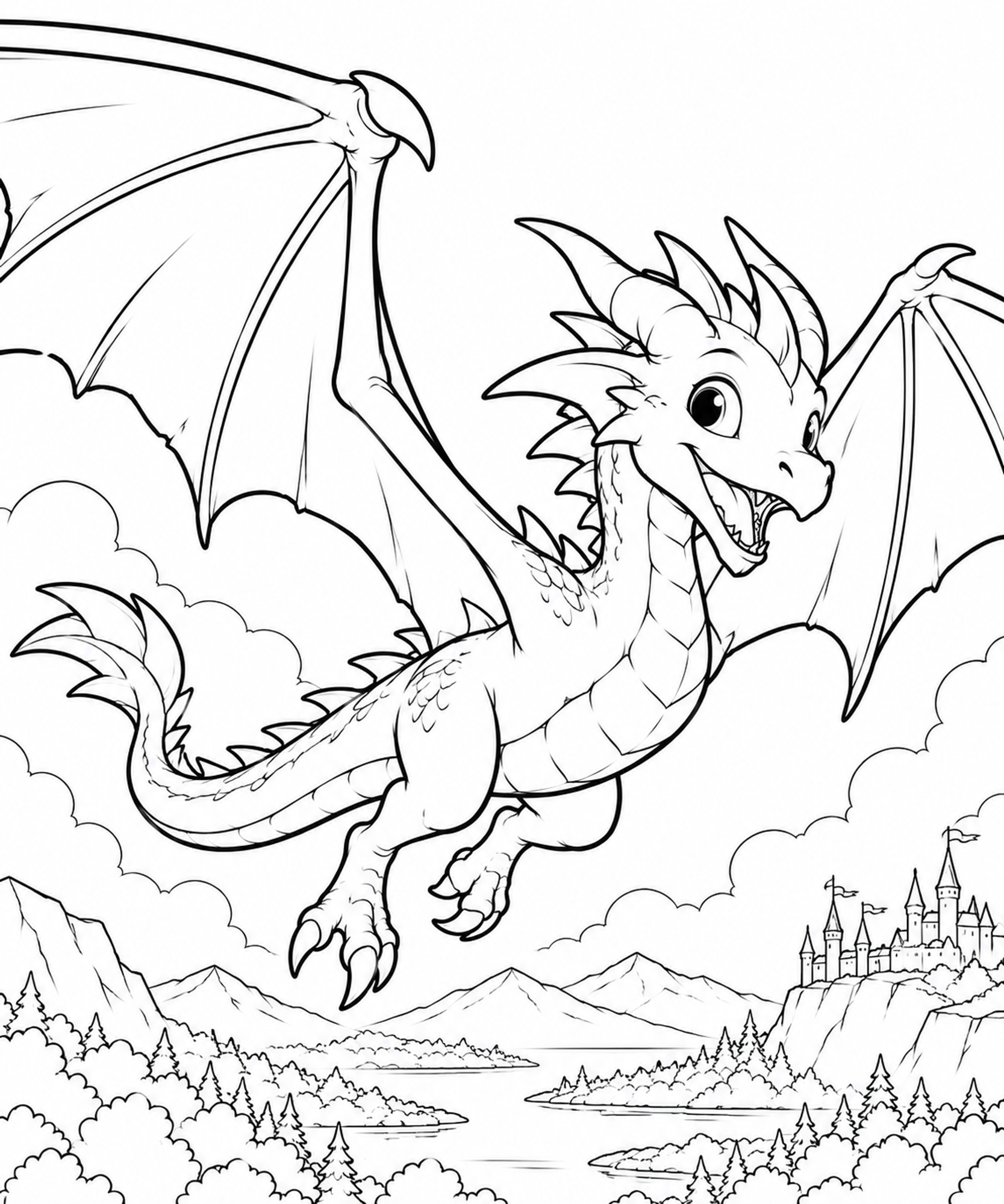 Drache über der Burg