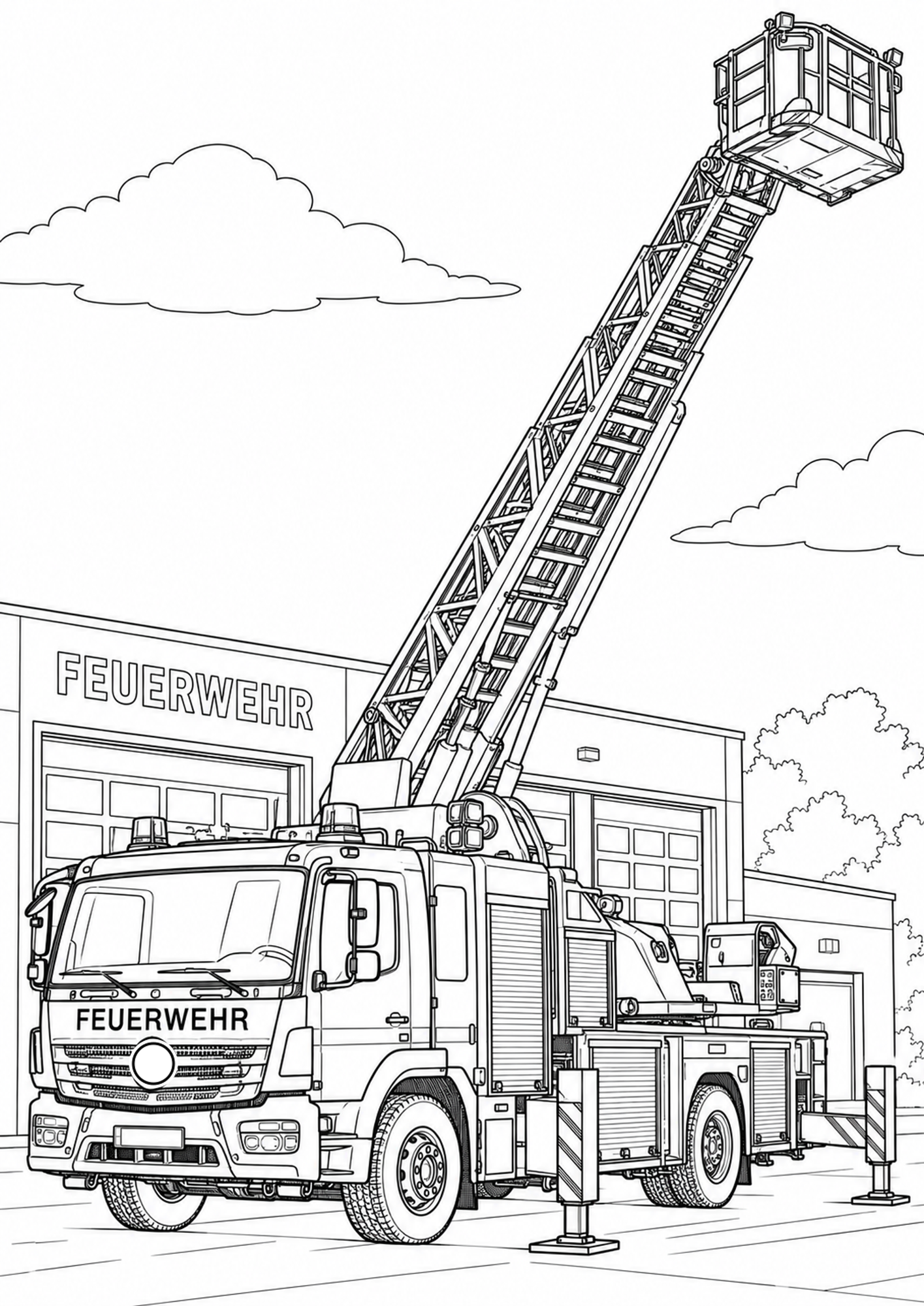 Feuerwehr mit Drehleiter