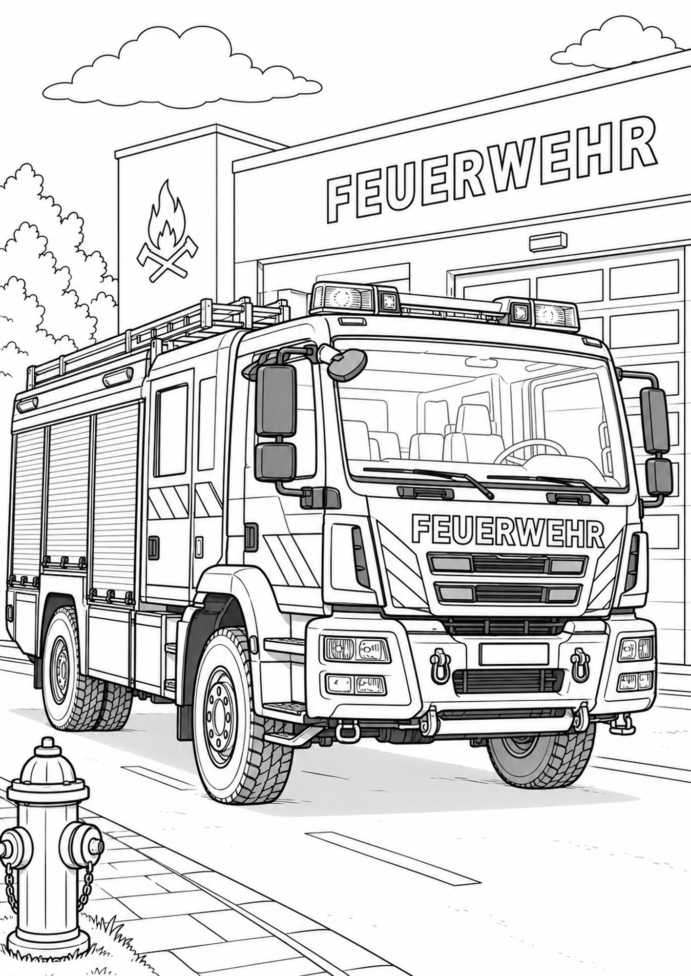Feuerwehrauto vor der Wache