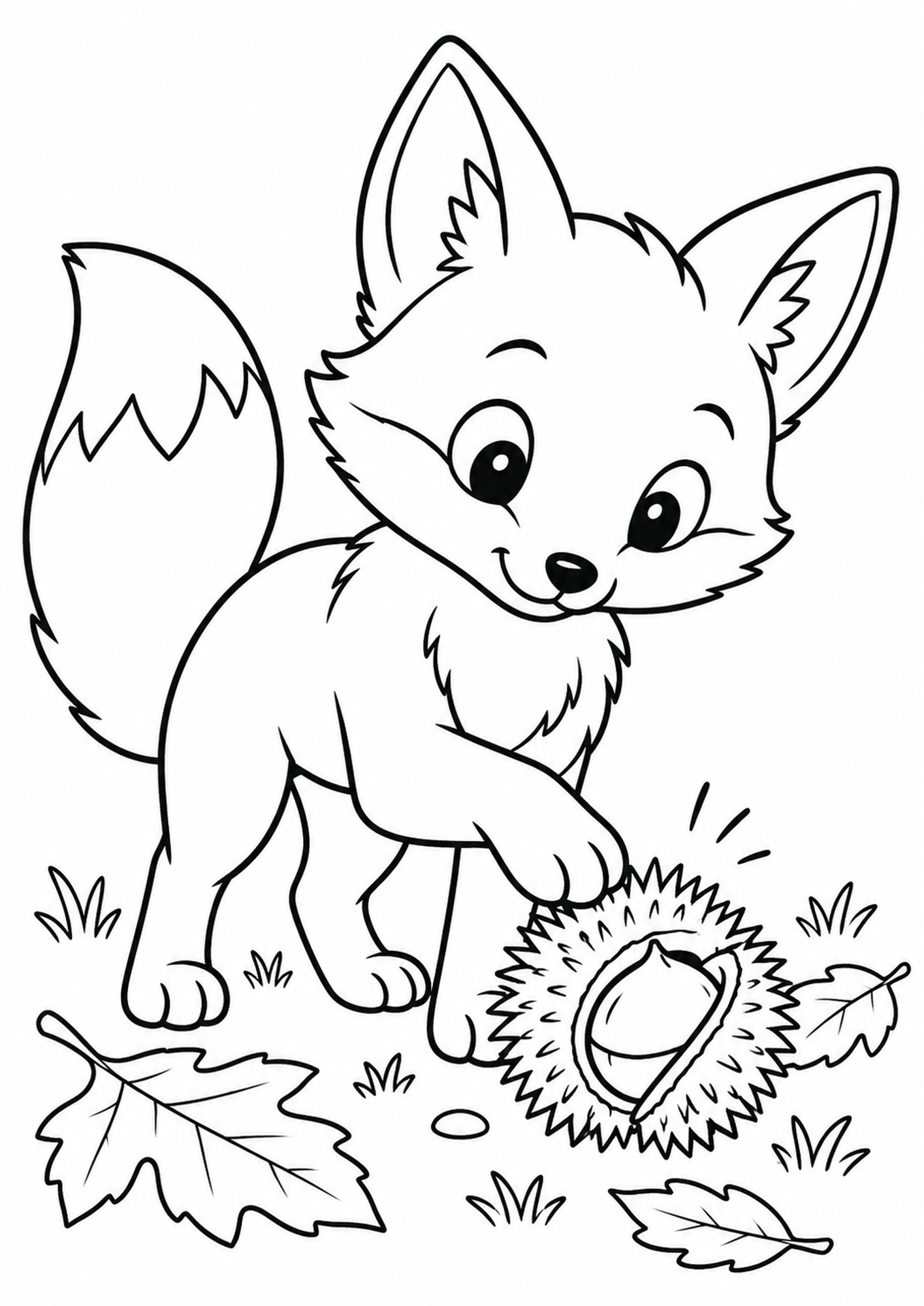 Fuchs findet eine Kastanie