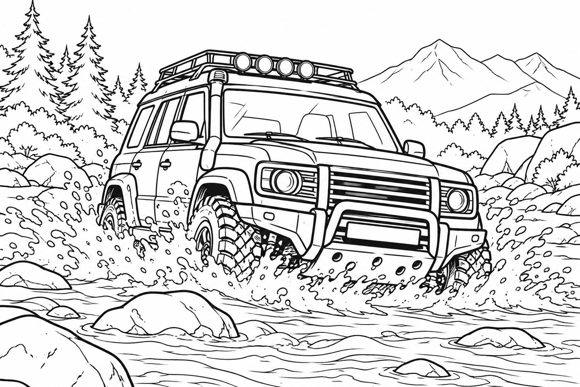 Geländewagen im Fluss