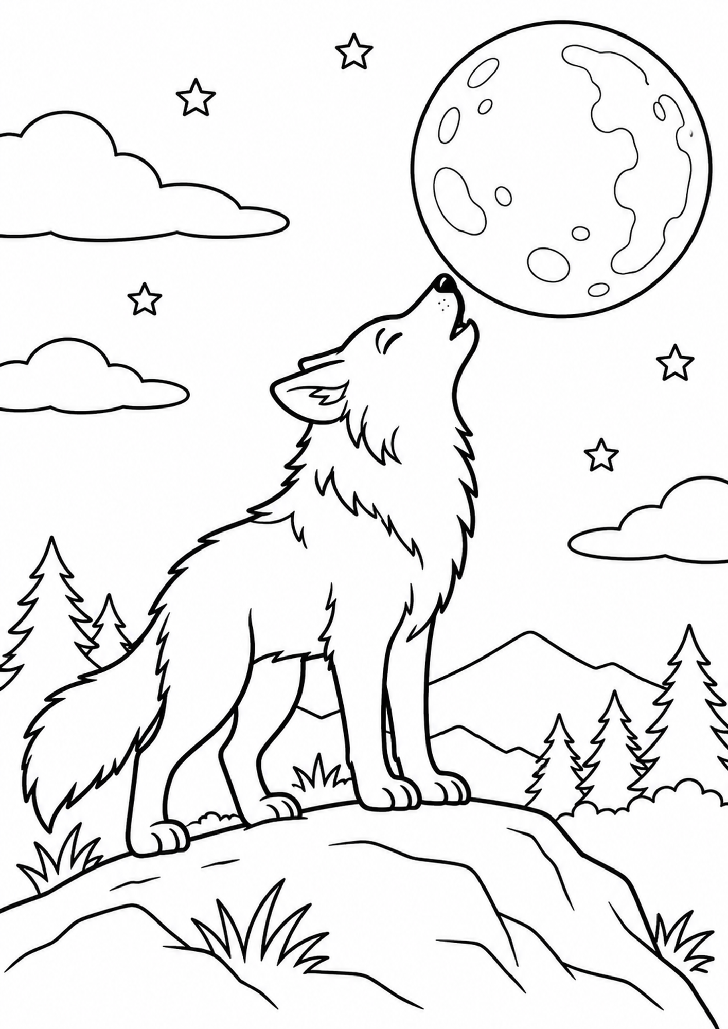 Heulender Wolf bei Vollmond