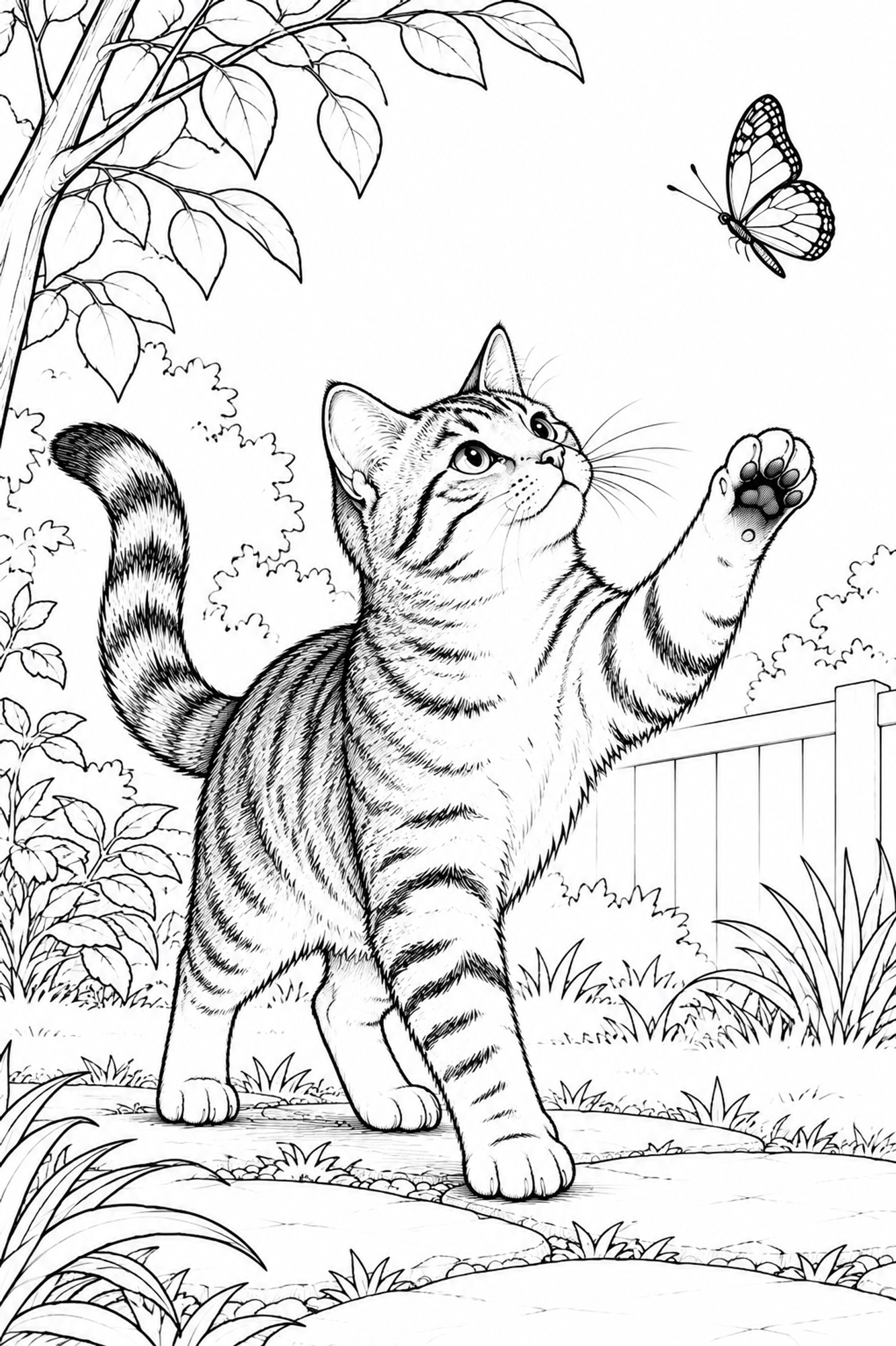 Katze fängt Schmetterling