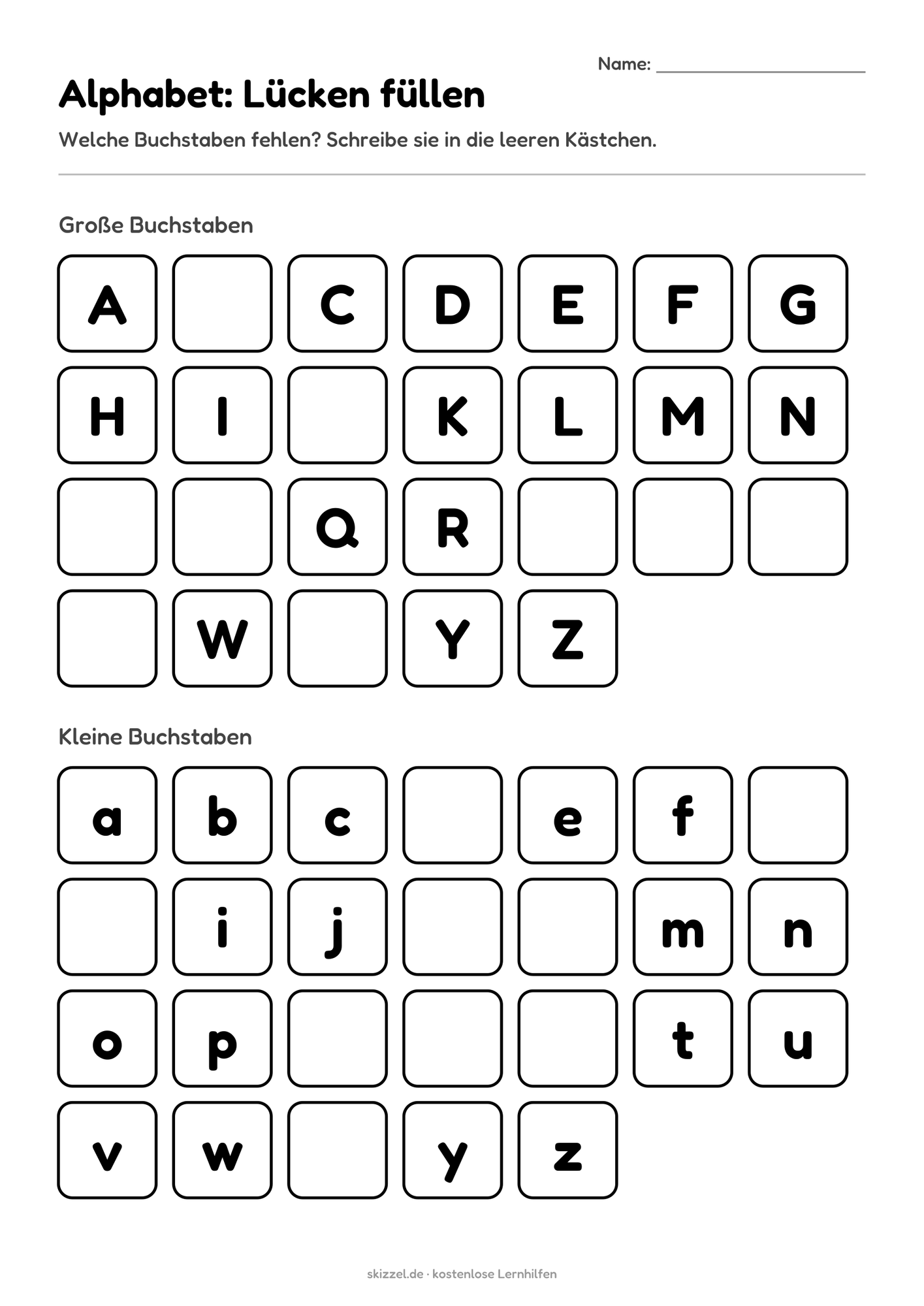 Alphabet: Lücken füllen