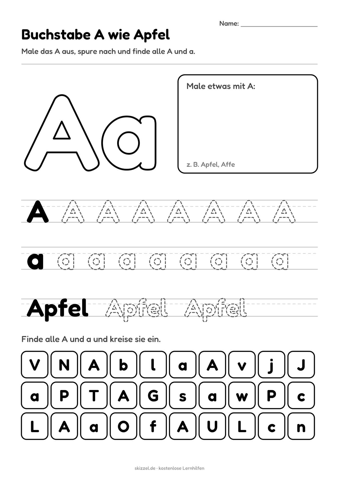 Buchstabe A wie Apfel