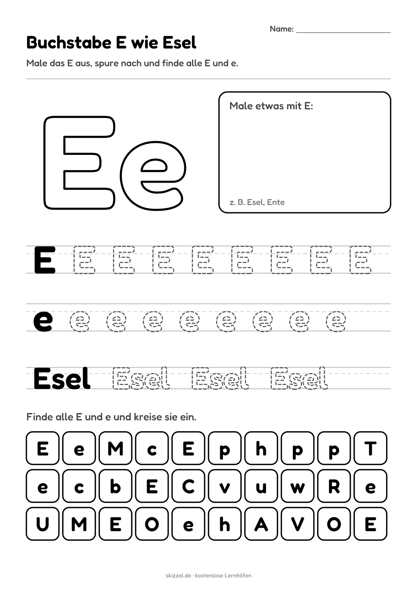 Buchstabe E wie Esel