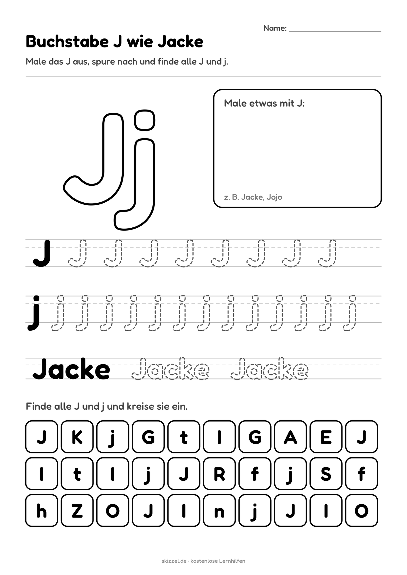 Buchstabe J wie Jacke