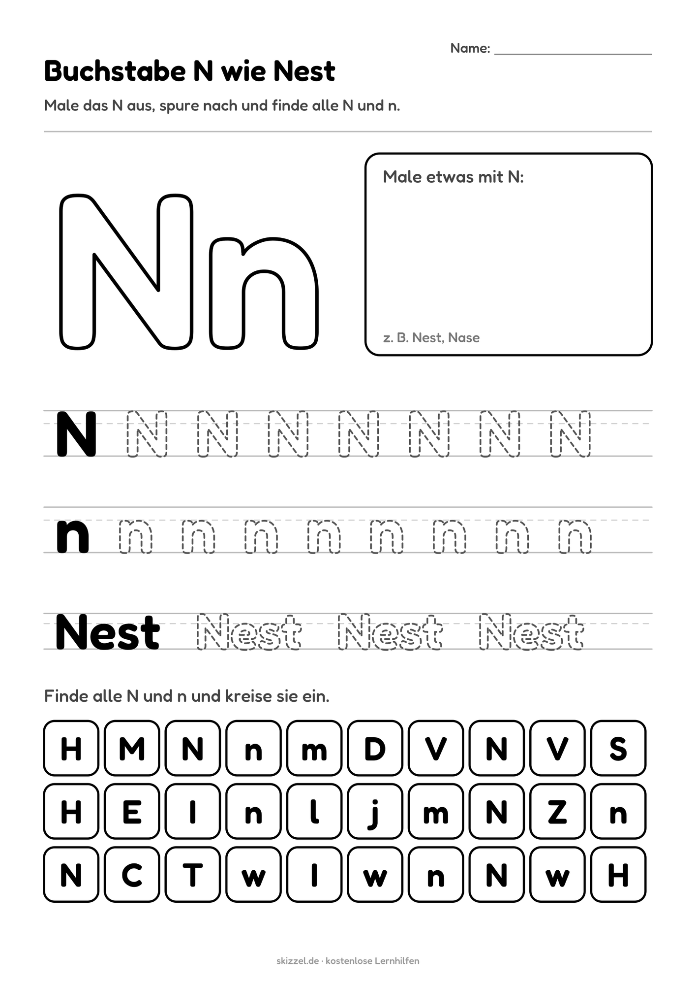 Buchstabe N wie Nest