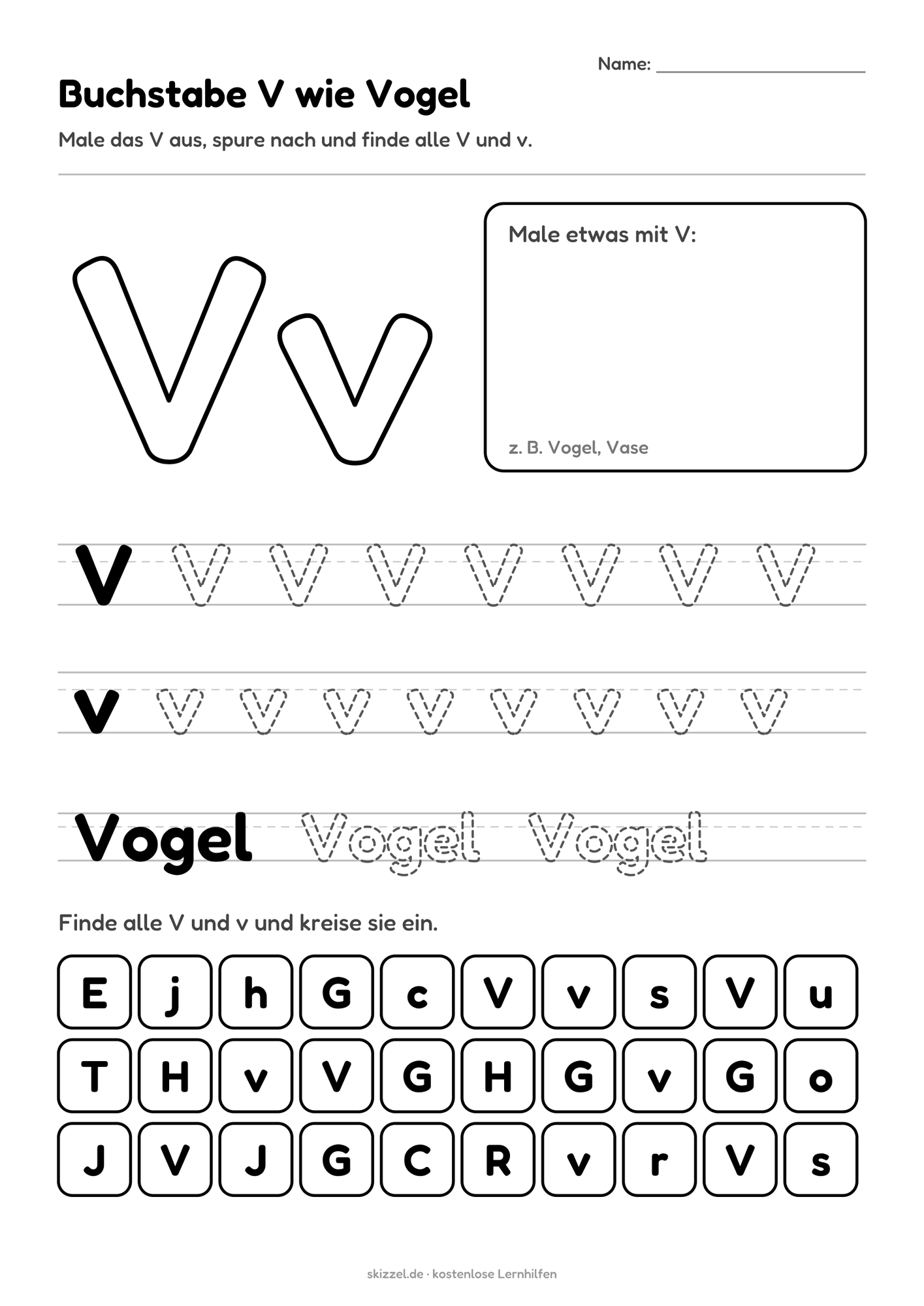 Buchstabe V wie Vogel