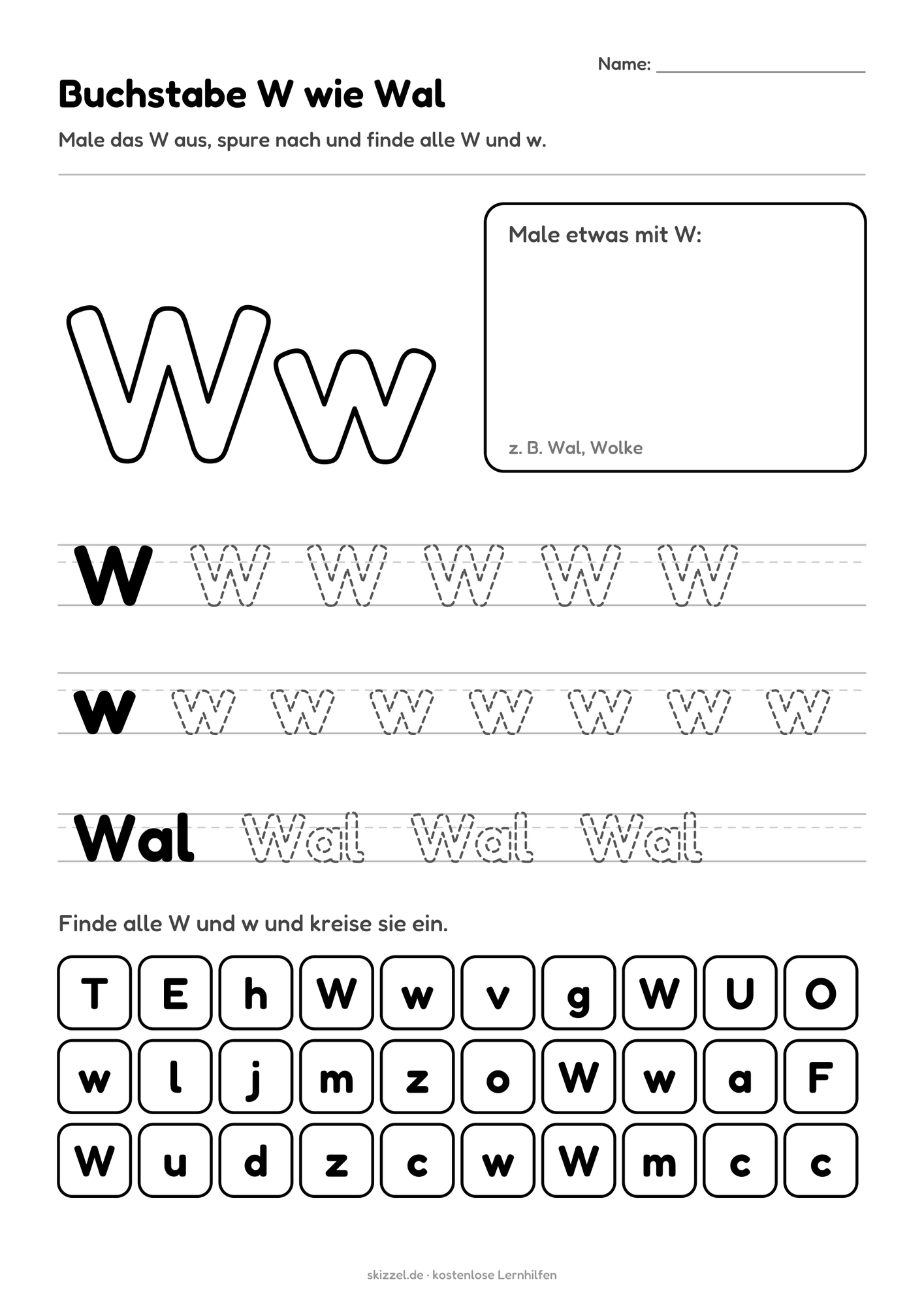 Buchstabe W wie Wal
