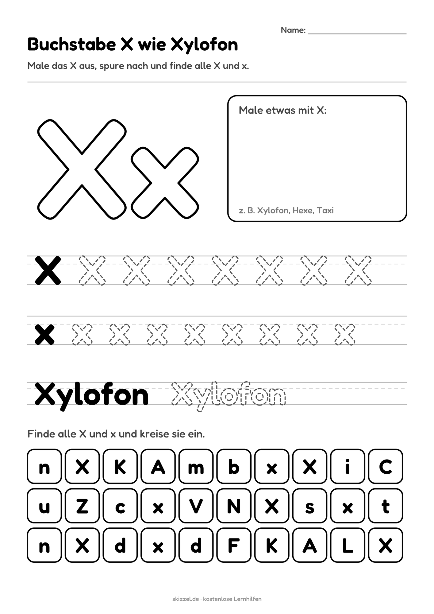 Buchstabe X wie Xylofon