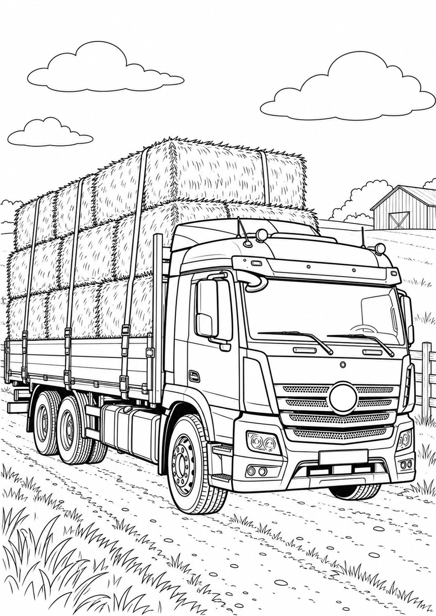 Lastwagen mit Strohballen