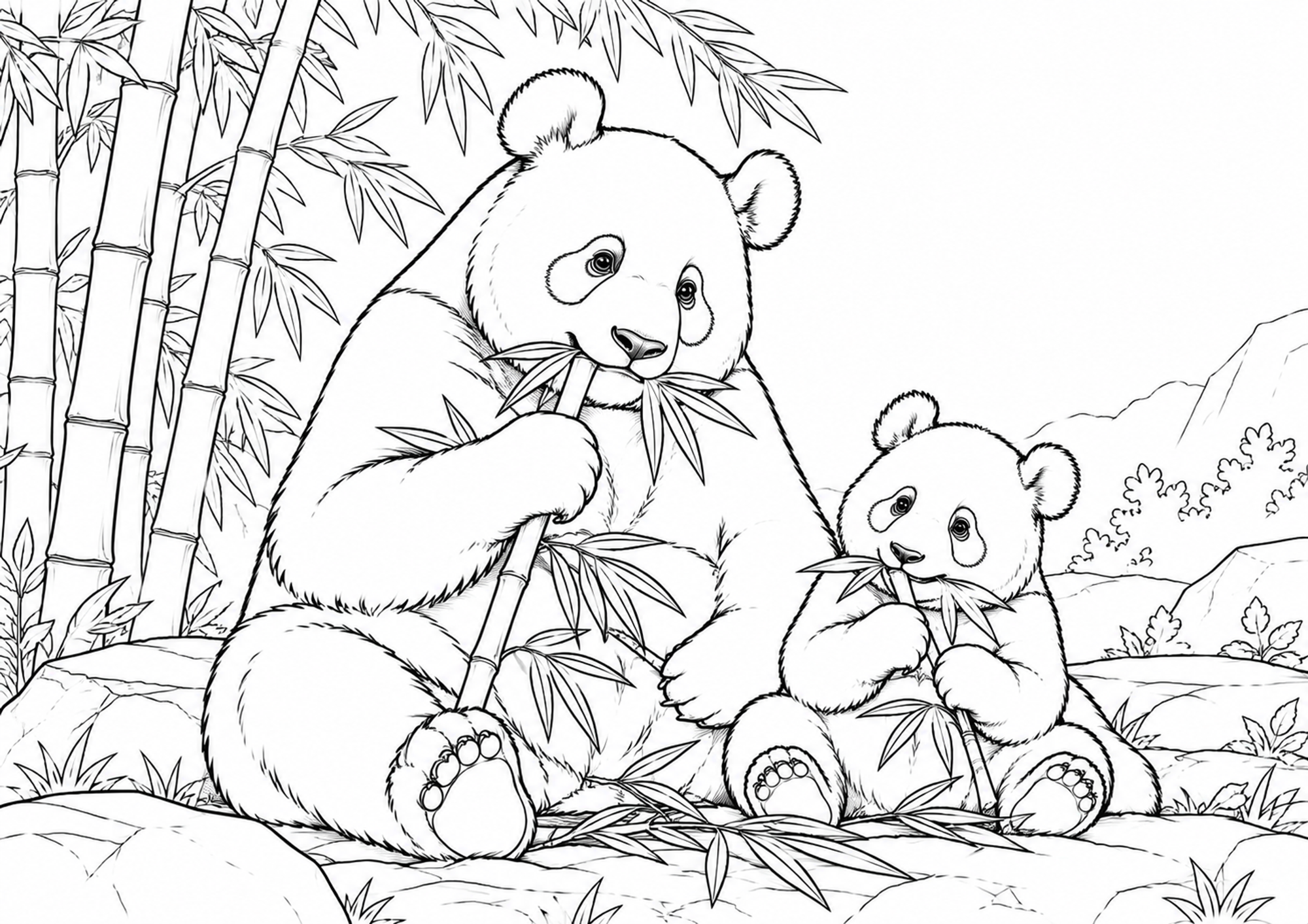 Pandabären mit Bambus