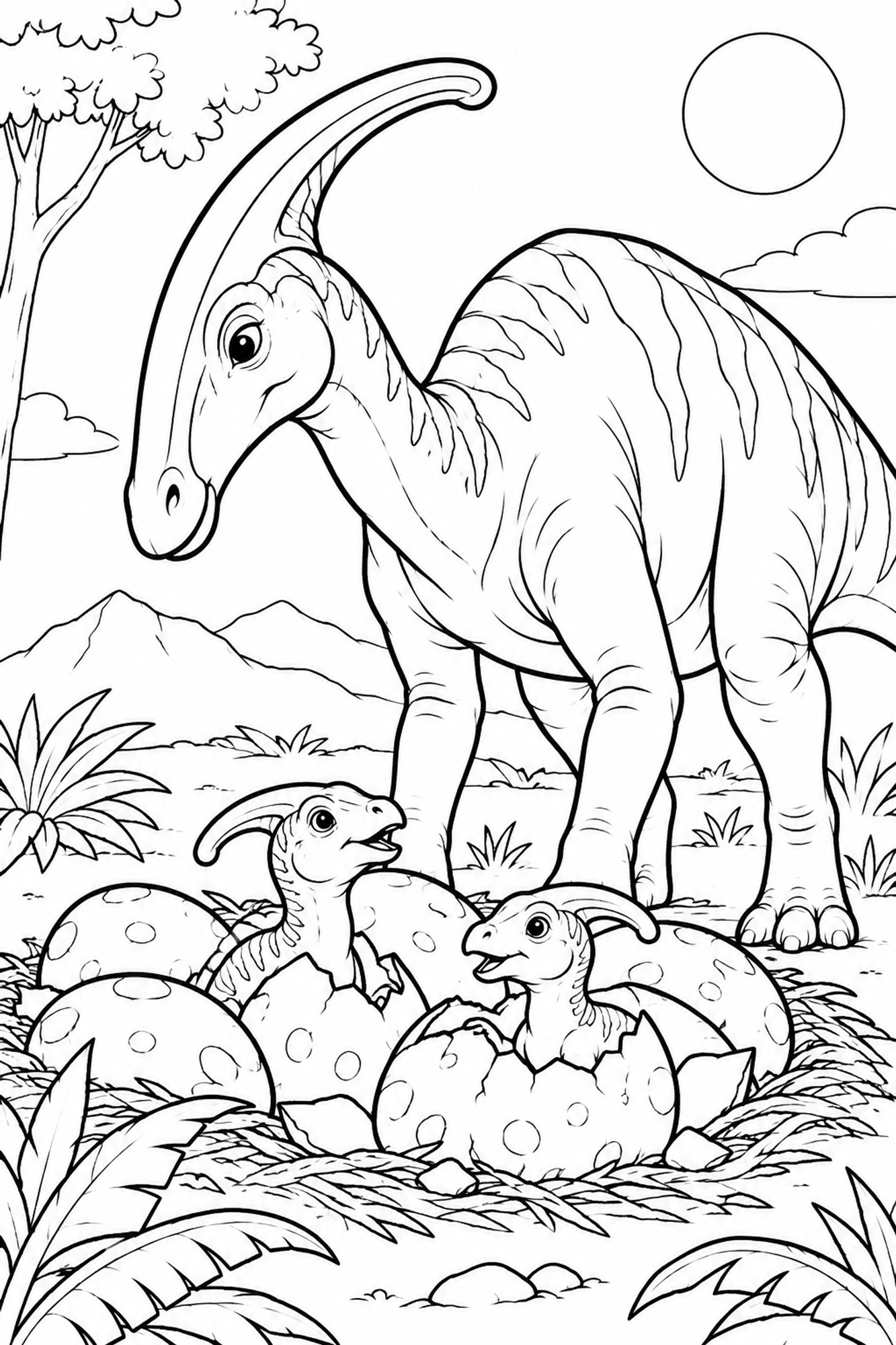 Parasaurolophus mit Babys
