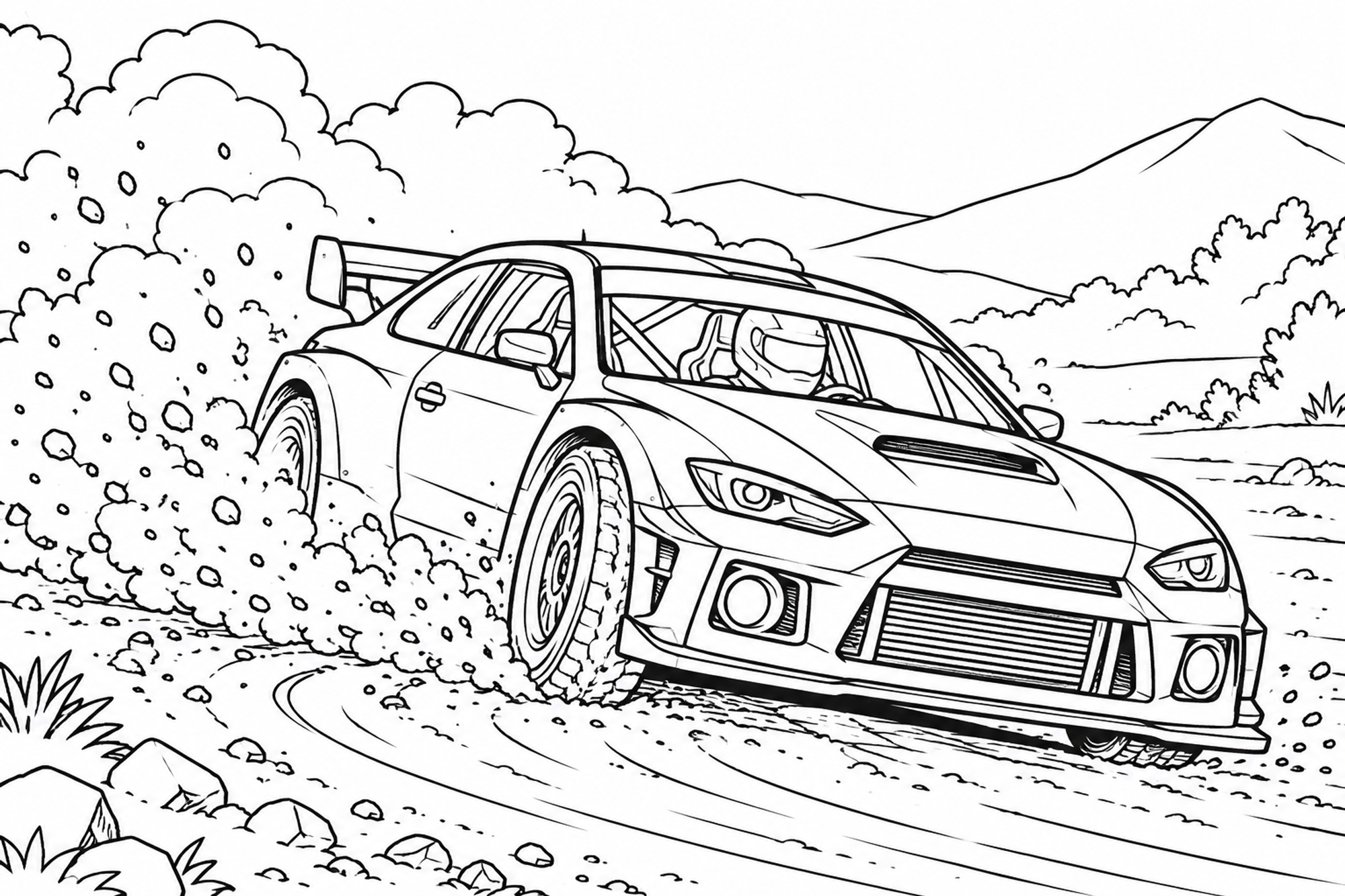 Rallyeauto im Staub