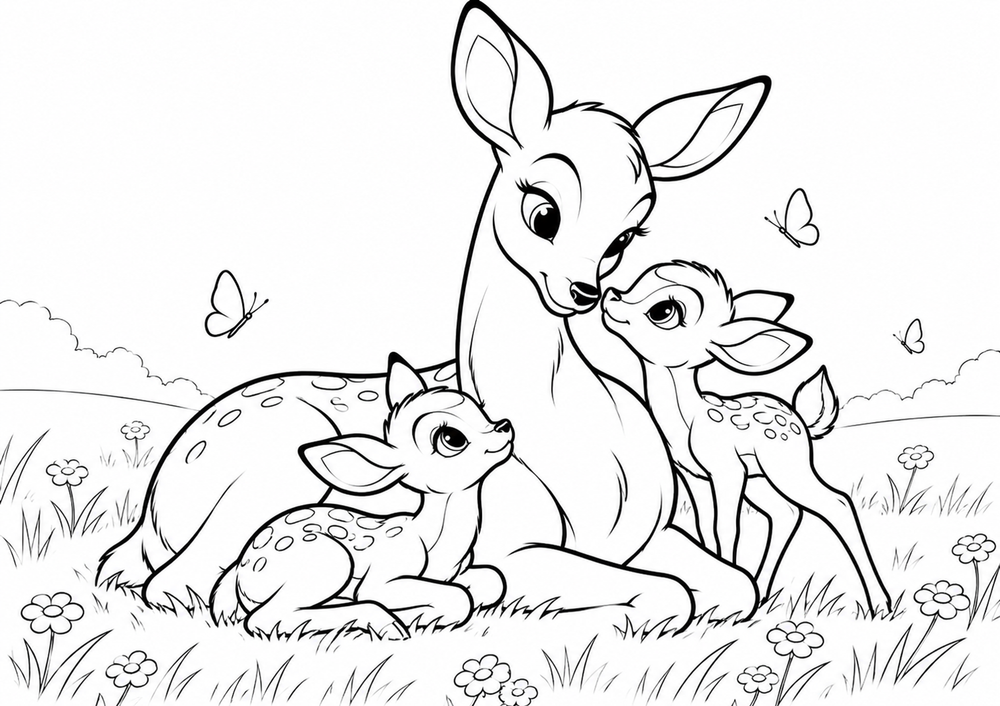 Rehfamilie auf Wiese