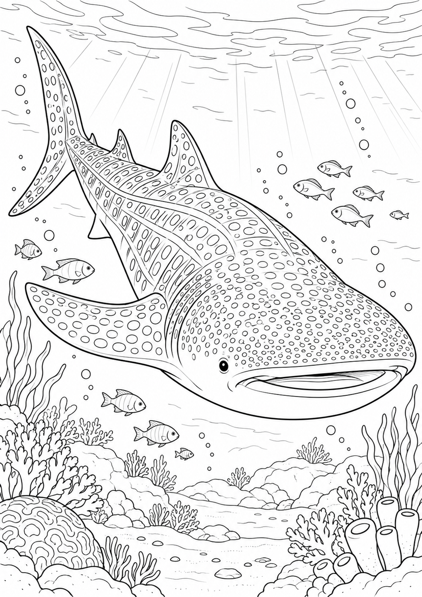 Walhai mit Fischen