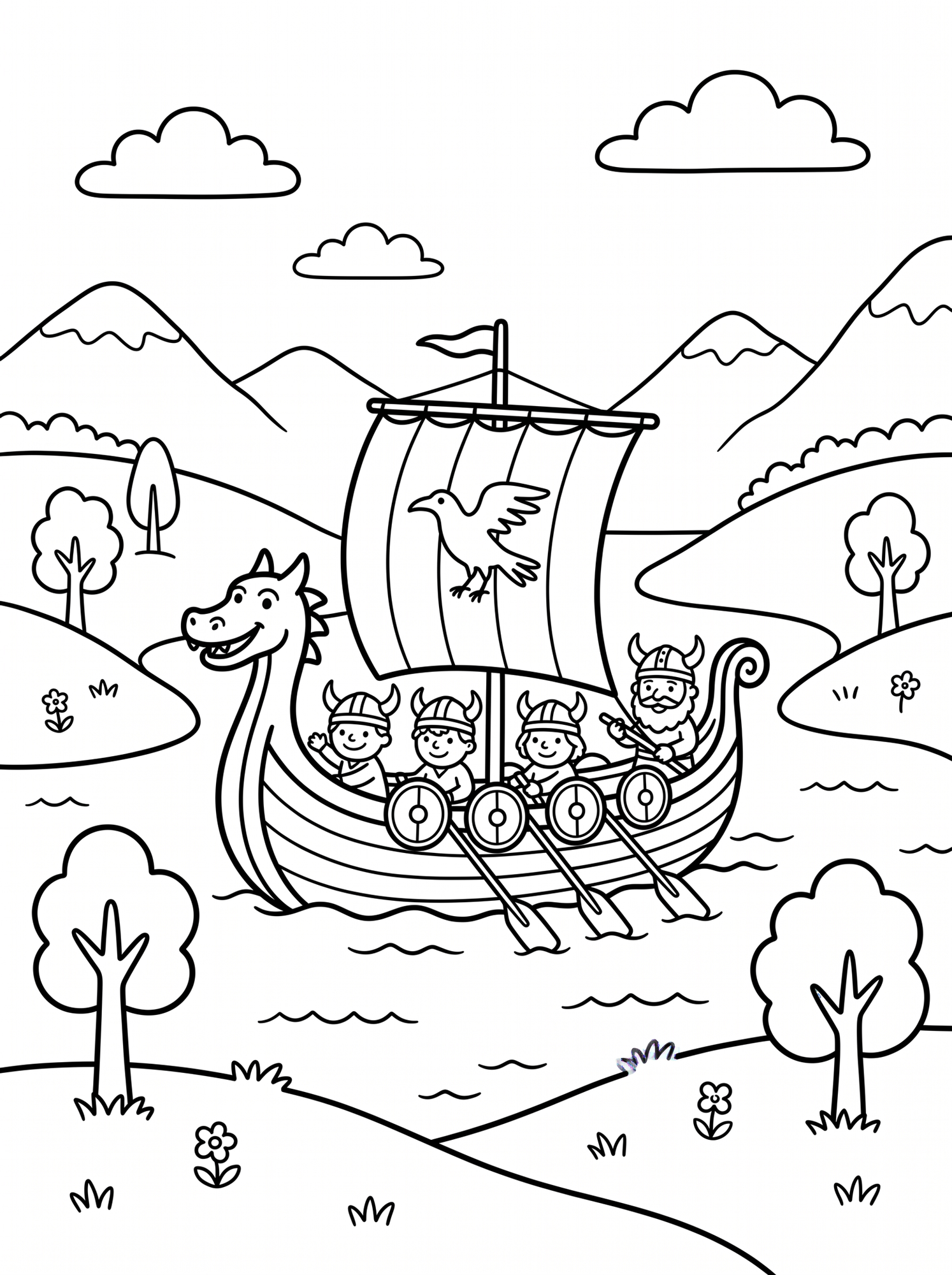Wikinger auf einem Schiff
