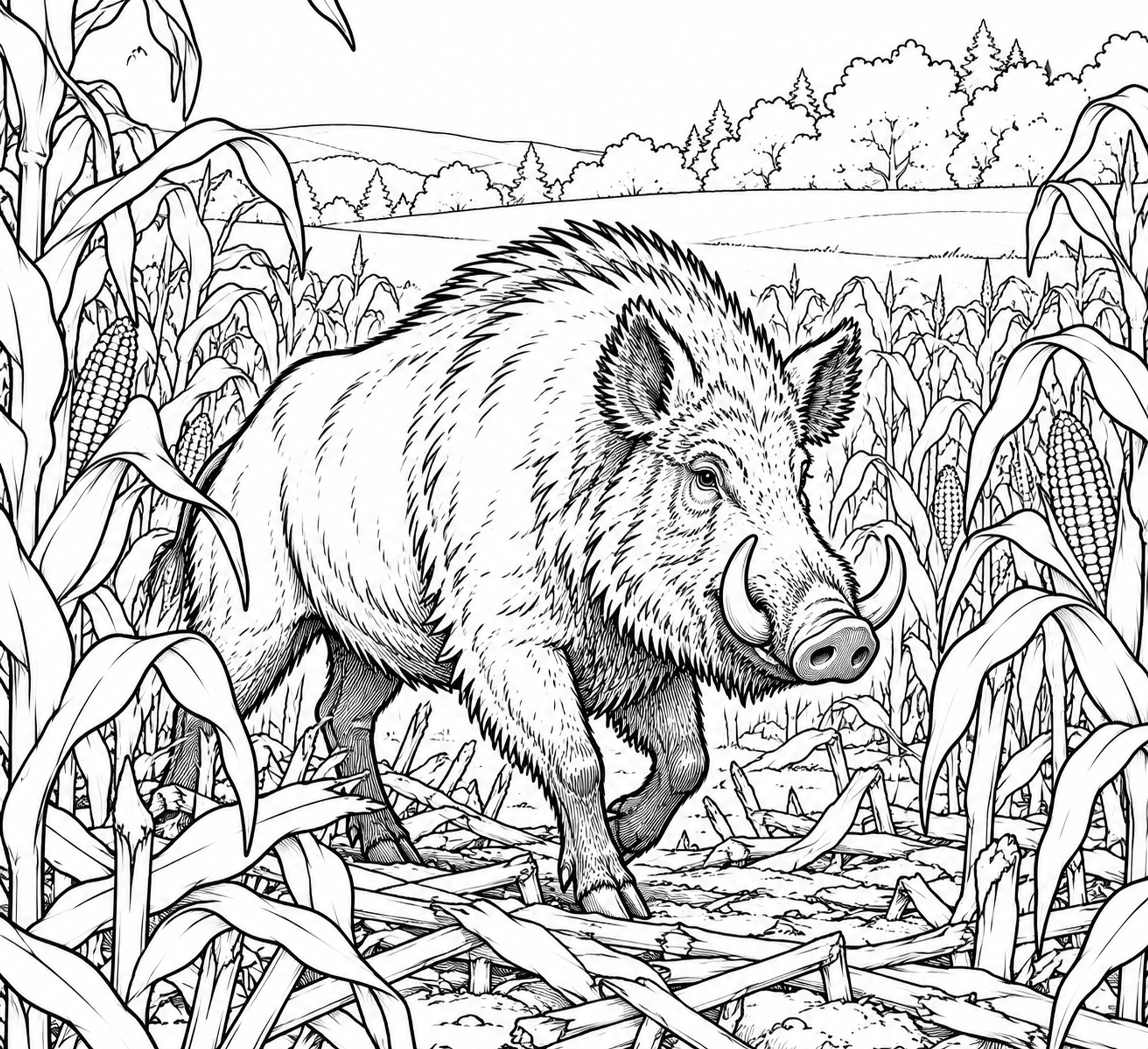 Wildschwein im Maisfeld