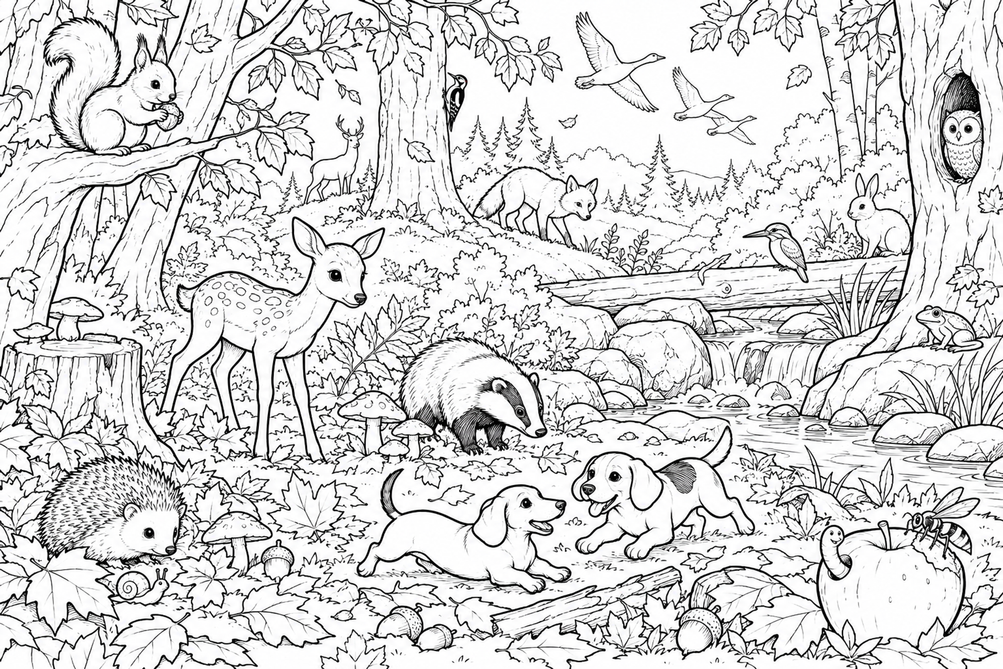 Wimmelbild Herbstwald
