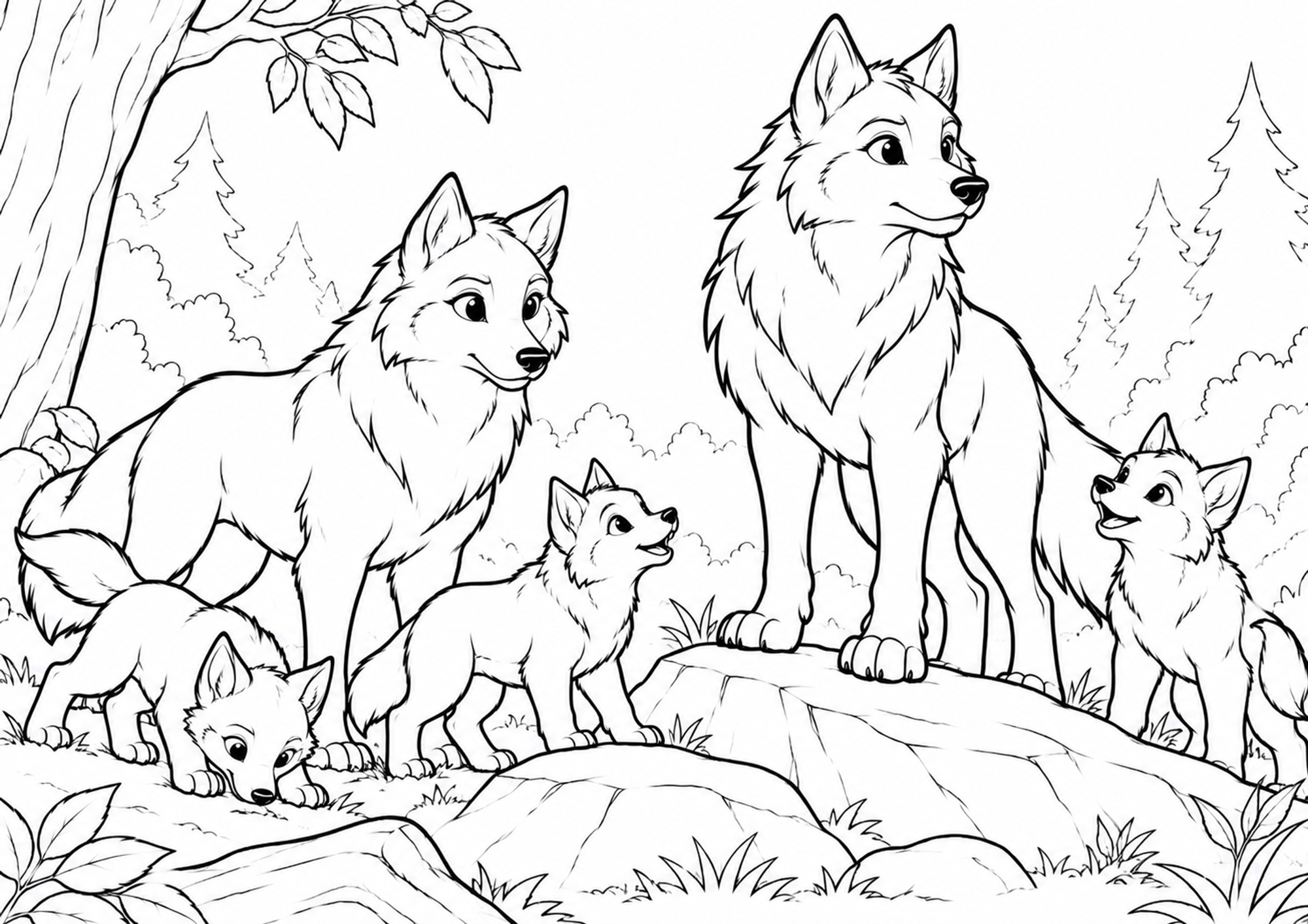 Wolfsrudel im Wald